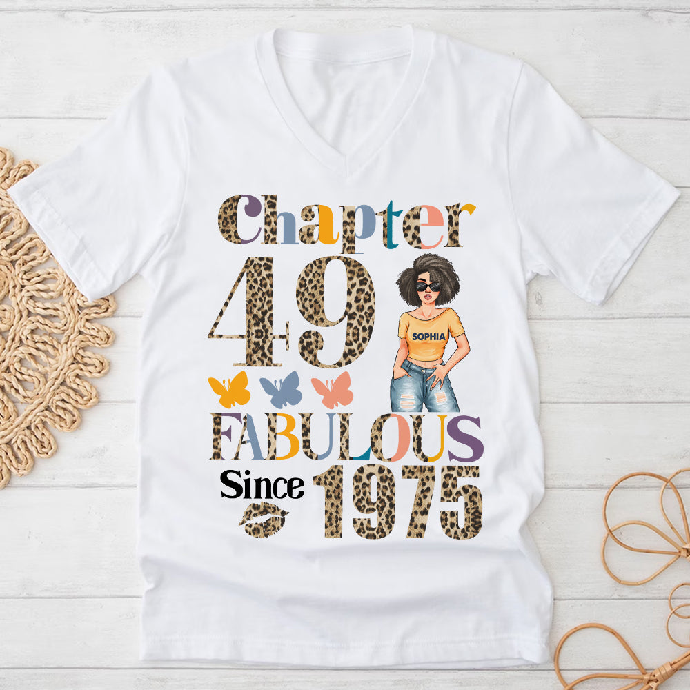 Chapter 49, Fabulous Since 1975 49th Birthday Unique T Shirt For Woman, Custom Birthday Shirt, Her Gifts For 49 Years Old , Turning 49 Birthday Cotton Shirt - YPT-HCT
