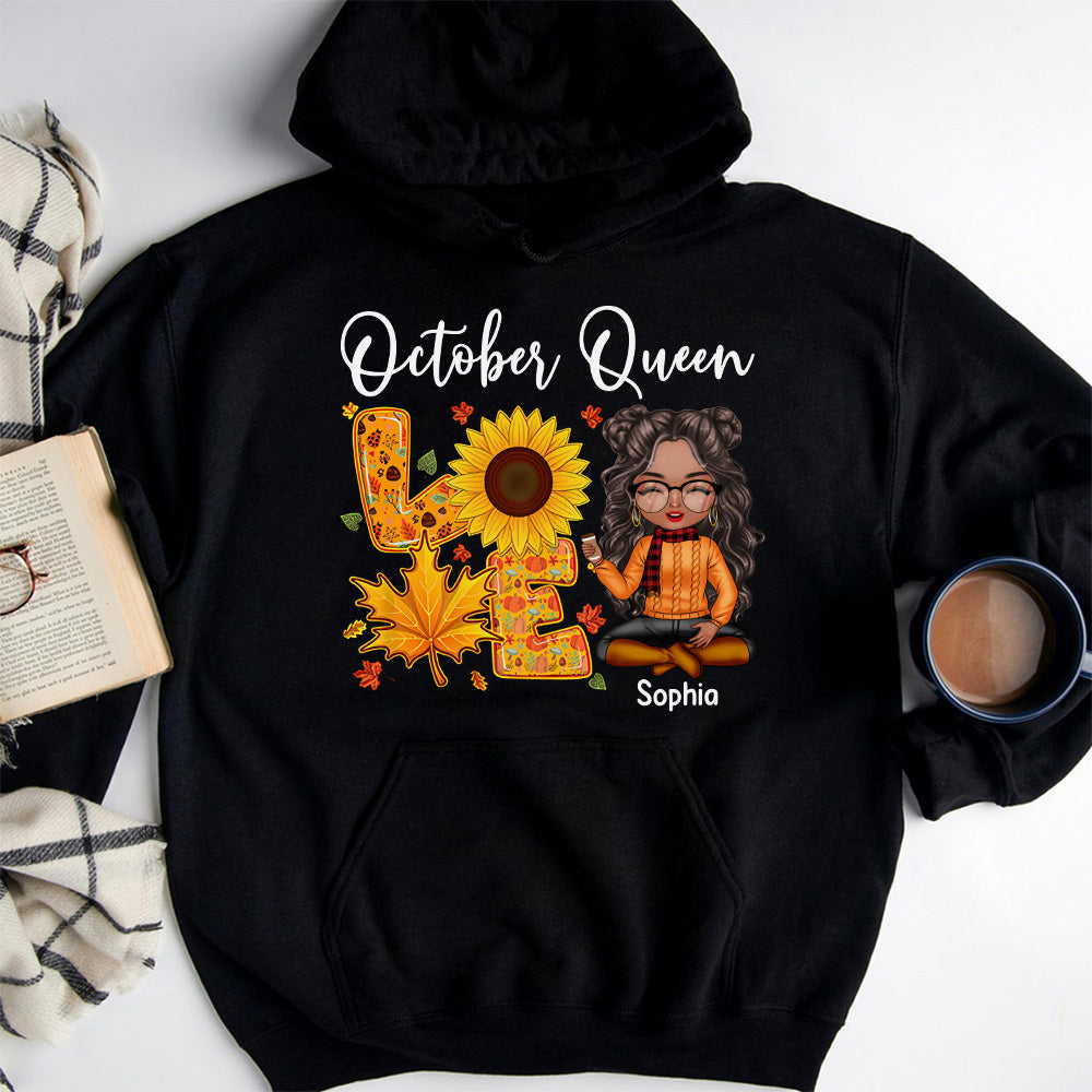 Custom October Birthday Shirt For Woman, Queens Are Born In October Gifts, Melanin Afro Woman Shirt, Black Girl Tee, Afro Queen Gift
