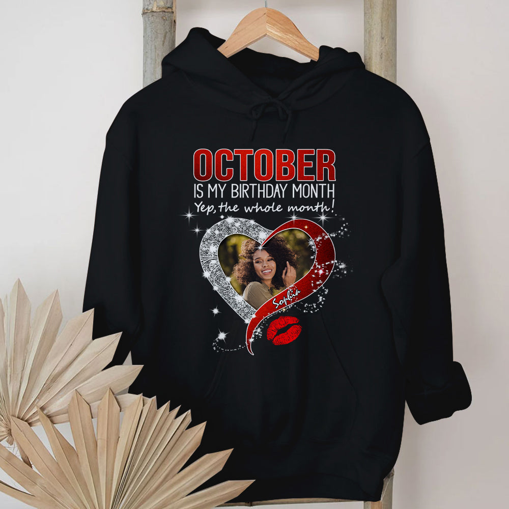 Custom Face Photo October Birthday Shirt, Custom Birthday Shirt, Queens are Born In October, October Birthday Shirts For Woman, October Birthday Gifts-YPT-TLQ