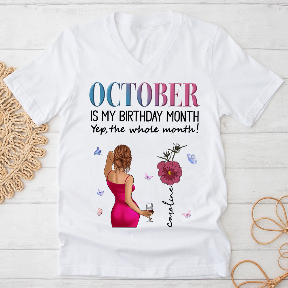 Personalized October Birthday Shirt, Custom Birthday Shirt, Queens are Born In October, October Birthday Shirts For Woman, October Birthday Gifts-YPT-TLQ