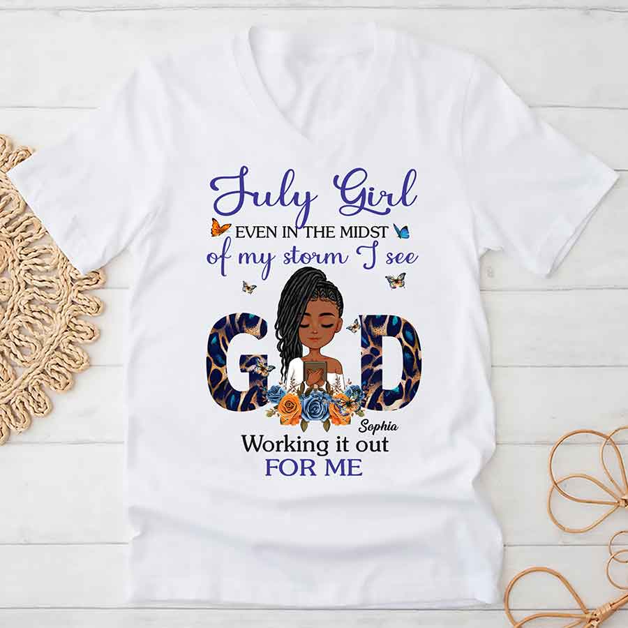 Custom July Birthday Shirt For Woman, Queens Are Born In July Gifts, Melanin Afro Woman Shirt, Black Girl Tee, Afro Queen Gift-YPT-ALK