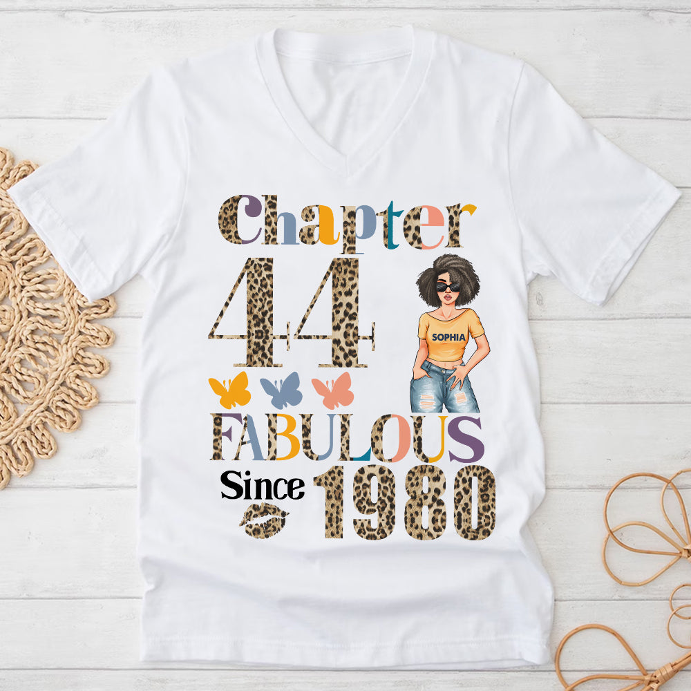 Chapter 44, Fabulous Since 1980 44th Birthday Unique T Shirt For Woman, Custom Birthday Shirt, Her Gifts For 44 Years Old , Turning 44 Birthday Cotton Shirt - YPT-HCT
