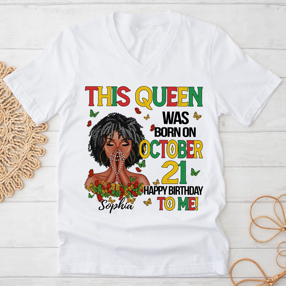 October Birthday Shirt, Custom Birthday Shirt, Queen Was Born In October Birthday Shirts For Woman