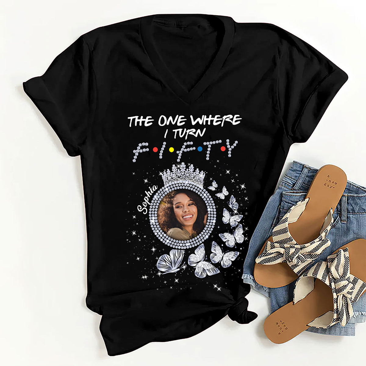 Custom Face Photo 50&#39;s Birthday Shirt, 50th Birthday Unique T Shirt For Woman, Custom Birthday Shirt, Her Gifts For 50 Years Old, Custom Picture Tee, Personalized Birthday Shirt-YPT-HMT