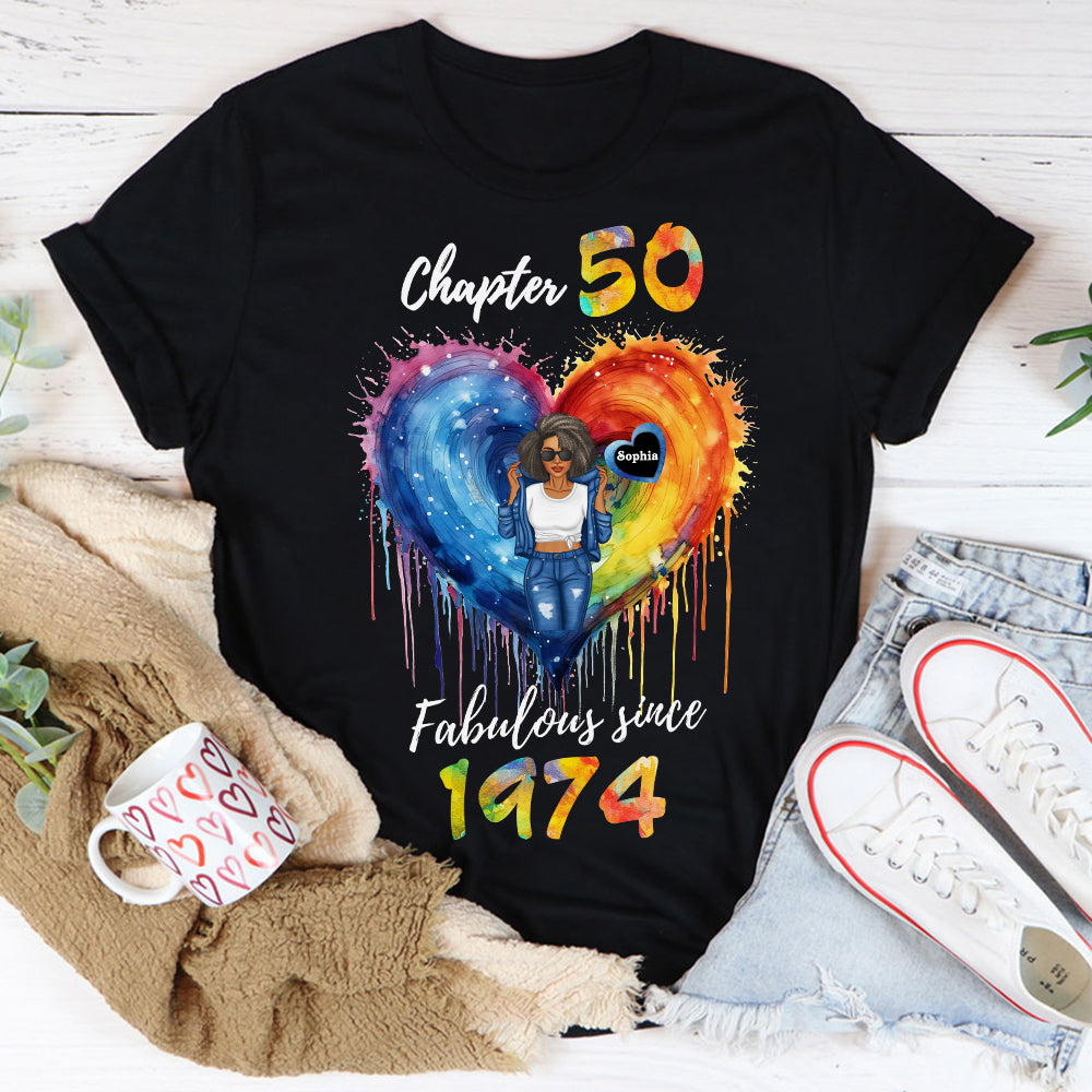 Chapter 50, Fabulous Since 1974 50th Birthday Unique T Shirt For Woman, Her Gifts For 50 Years Old , Turning 50 Birthday Cotton Shirt - ALK