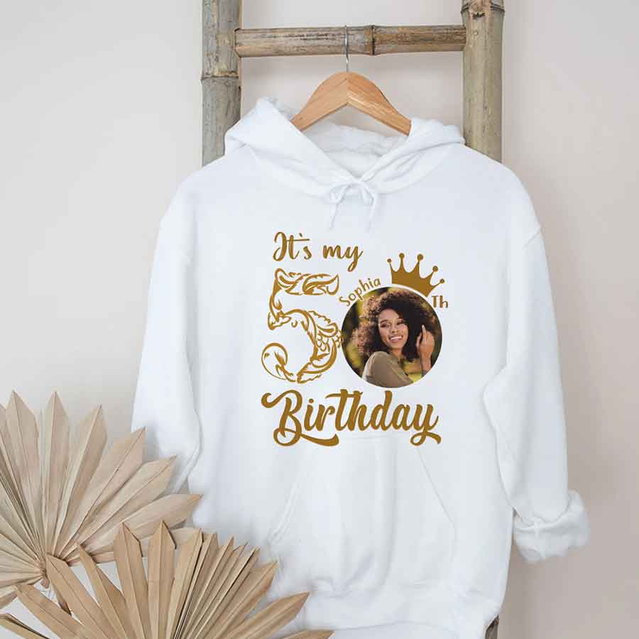 50th Birthday Unique T Shirt For Woman, Custom Birthday Shirt, Her Gifts For 50 Years Old, Custom Picture Tee, Personalized Birthday Shirt-YPT-HCT