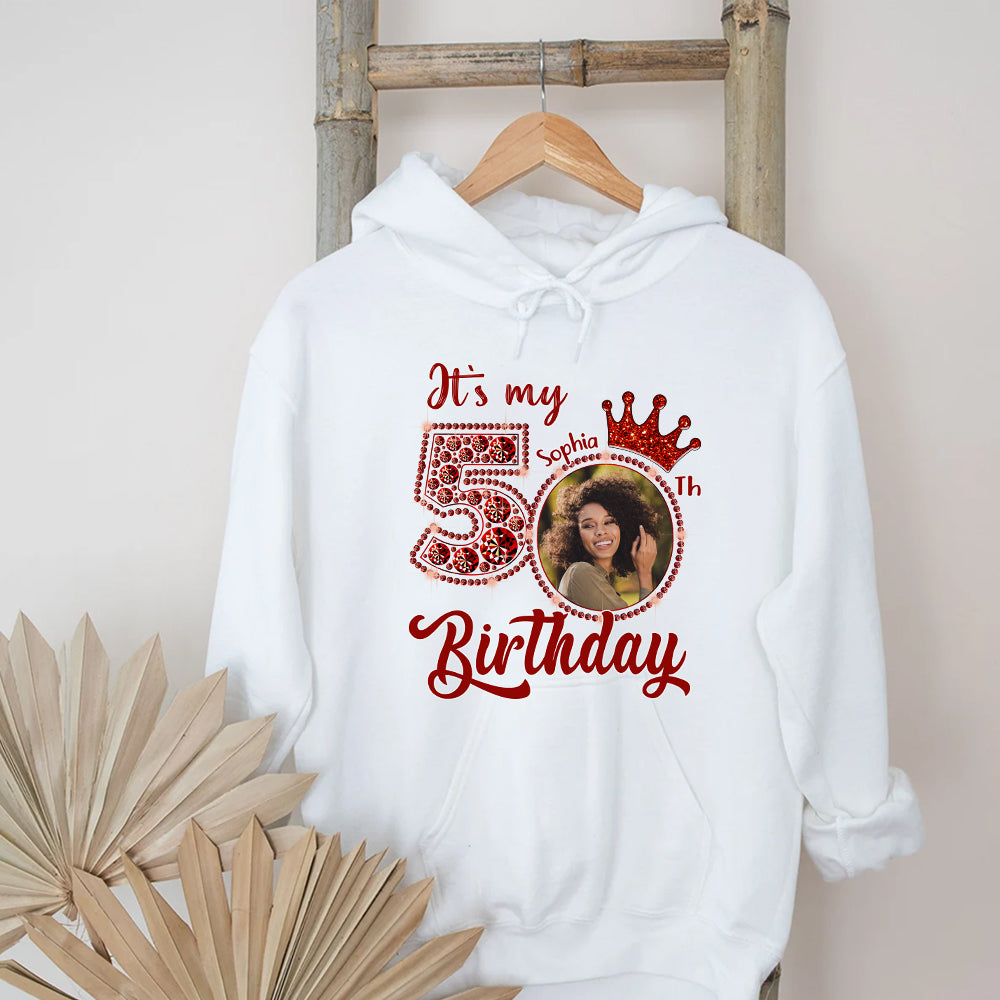 Custom Face Photo 50&#39;s Birthday Shirt, 50th Birthday Unique T Shirt For Woman, Custom Birthday Shirt, Her Gifts For 50 Years Old, Custom Picture Tee, Personalized Birthday Shirt-YPT-HCT