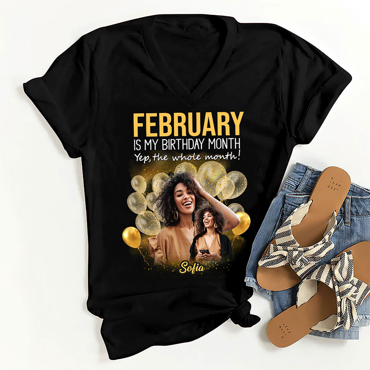 Custom February Birthday Shirt For Woman, Queens Are Born In February Gifts, Melanin Afro Woman Shirt, Black Girl Tee, Afro Queen Gift-YPT-HMT