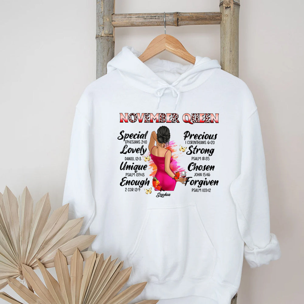 Personalized November T Shirt, Custom November Birthday Shirt For Woman, Queens Are Born In November Gifts, Melanin Afro Woman Shirt, Black Girl Tee, Afro Queen Gift-YPT-HCT