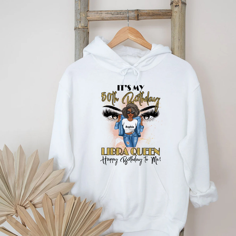 Personalized 50th Birthday Shirts, Custom Birthday Shirts, Libra Birthday shirt, Turning 50 Shirt, Libra Queen Birthday Shirt, Gifts For Women Turning 50, 50 And Fabulous Shirt, 50th Birthday Shirts For Her-YPT-HCT