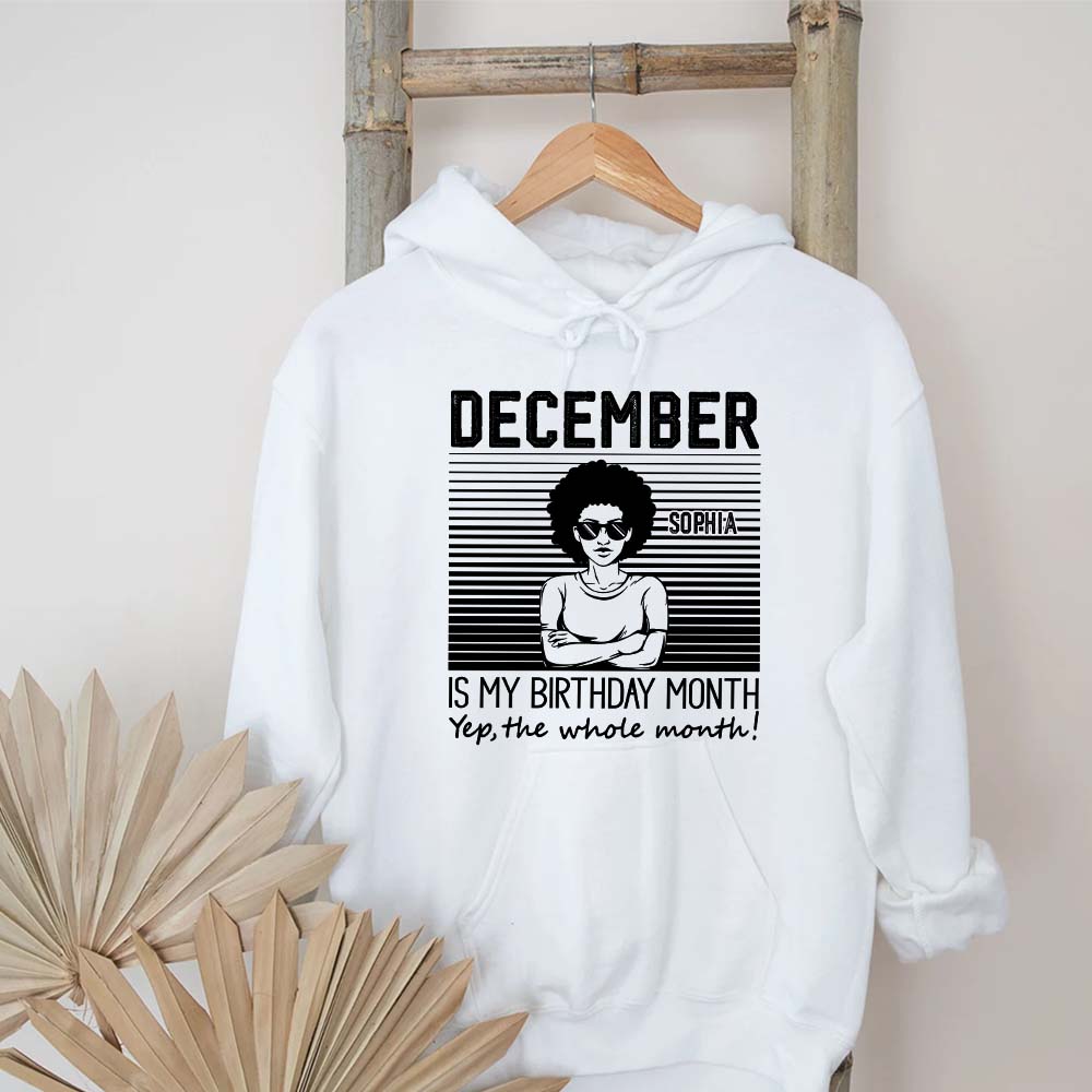 December Birthday Shirt, Custom Birthday Shirt, Queen Was Born In December, December Birthday Gifts For Afro Woman, December Birthday Gifts