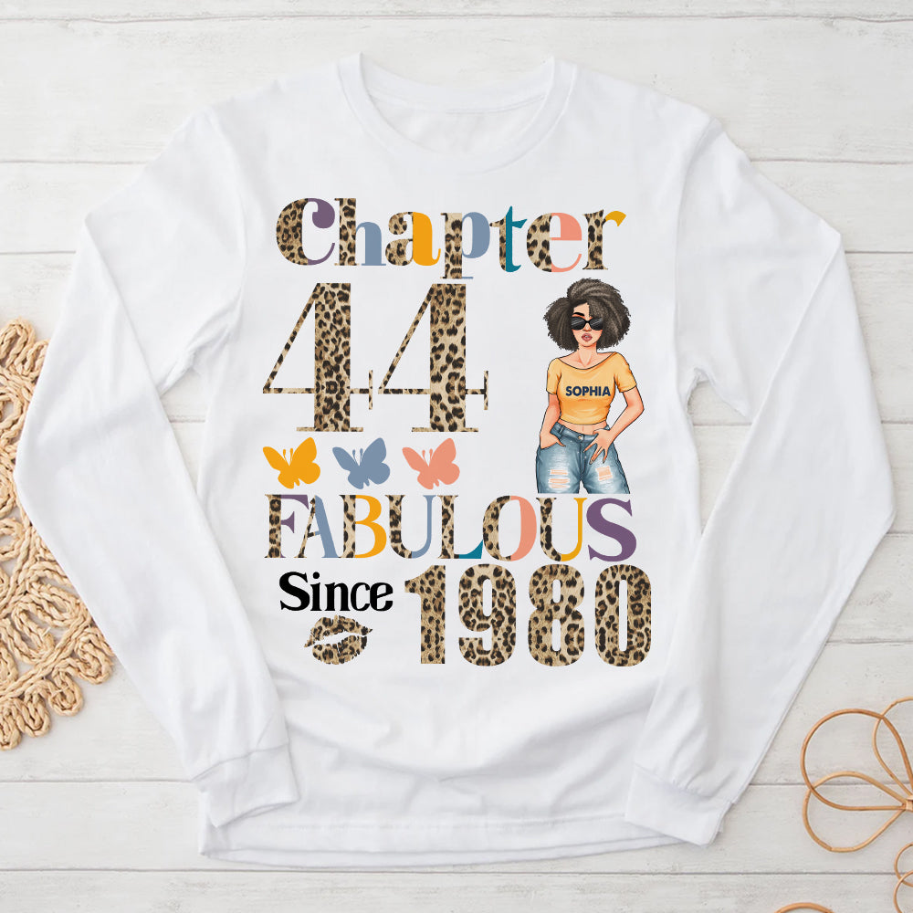 Chapter 44, Fabulous Since 1980 44th Birthday Unique T Shirt For Woman, Custom Birthday Shirt, Her Gifts For 44 Years Old , Turning 44 Birthday Cotton Shirt - YPT-HCT