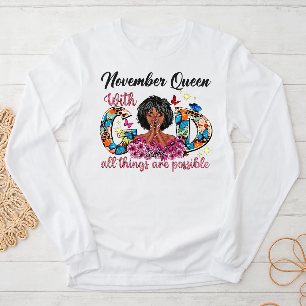 Personalized November T Shirt, I&#39;m living my best life, I ain&#39;t goin&#39; back and forth with you, Her Birthday Gifts For November, Afro Girls Shirt For Black Woman-YPT-ALK