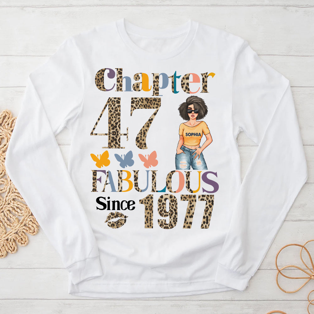 Chapter 47, Fabulous Since 1977 47th Birthday Unique T Shirt For Woman, Custom Birthday Shirt, Her Gifts For 47 Years Old , Turning 47 Birthday Cotton Shirt - YPT-HCT