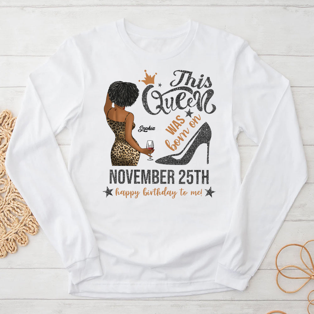 Personalized Custom November Birthday Shirt For Woman, Queens Are Born In November Gifts, Melanin Afro Woman Shirt, Black Girl Tee, Afro Queen Gift-YPT-ALK