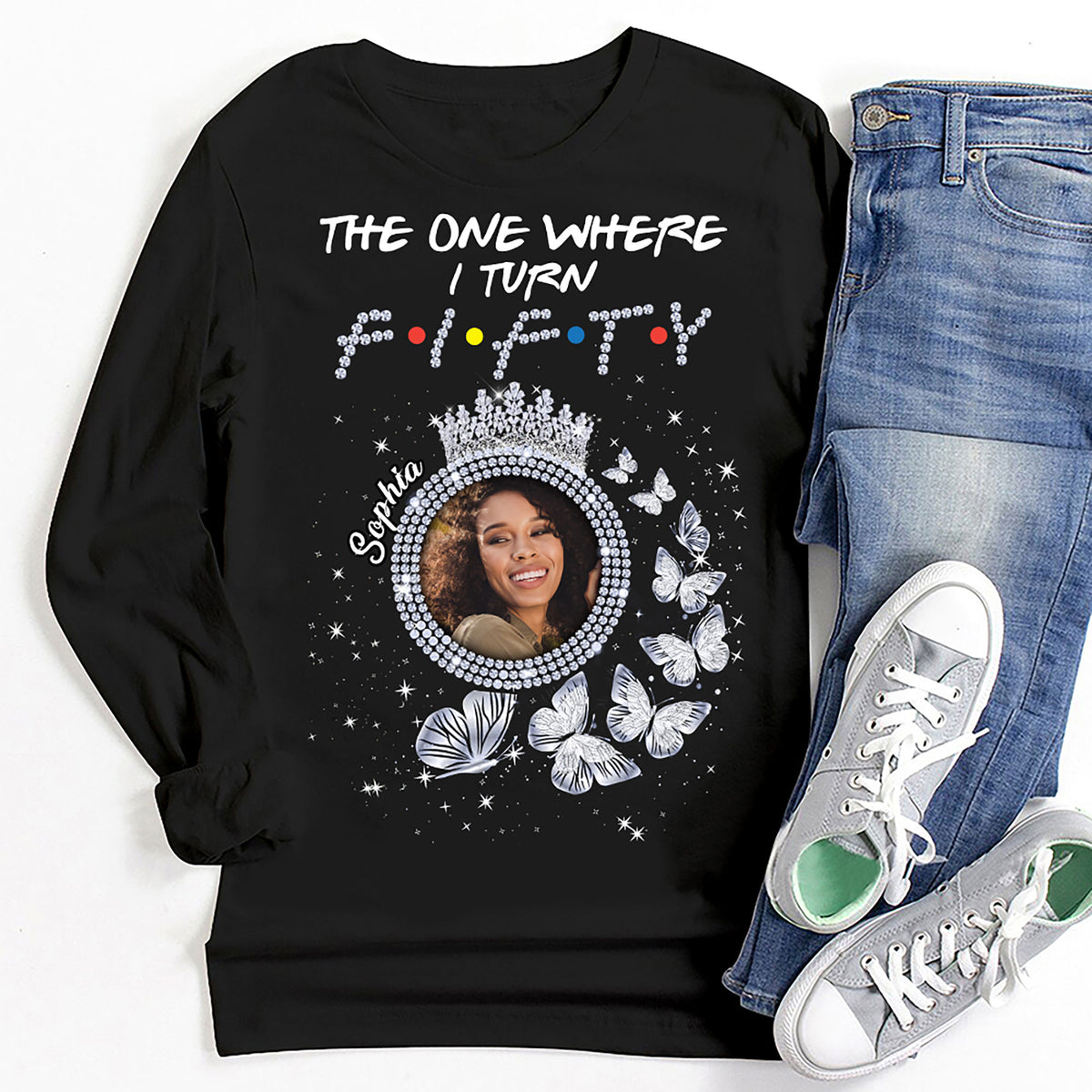 Custom Face Photo 50&#39;s Birthday Shirt, 50th Birthday Unique T Shirt For Woman, Custom Birthday Shirt, Her Gifts For 50 Years Old, Custom Picture Tee, Personalized Birthday Shirt-YPT-HMT