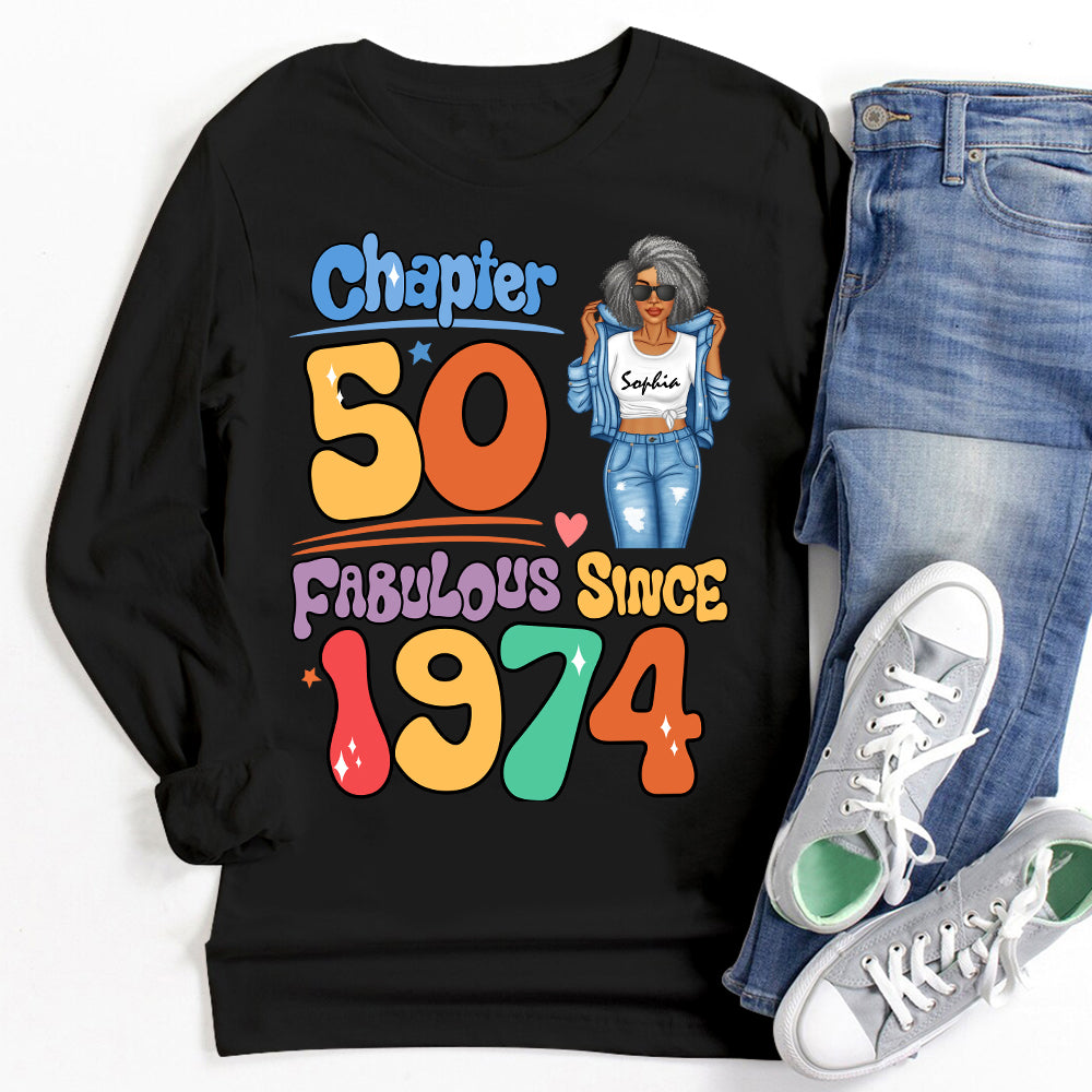 Custom Birthday Shirt, Her Gifts For 50 Years Old , Turning 50 Birthday Cotton Shirt, Fabulous Since 1974 - HMT