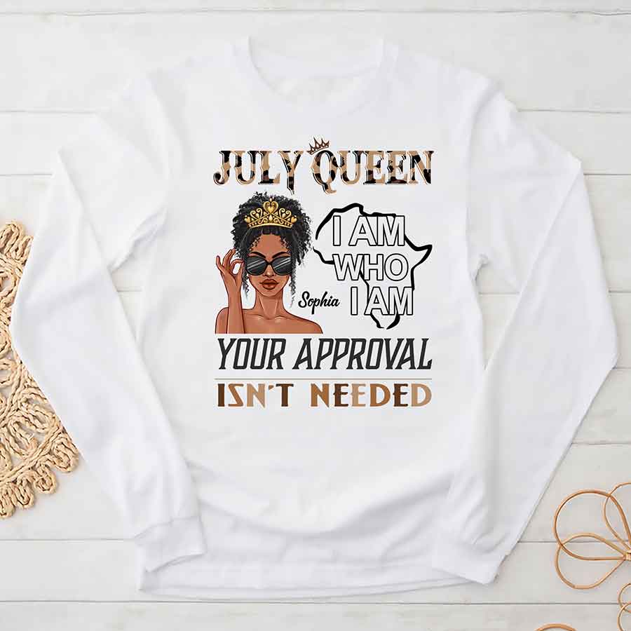Custom July Birthday Shirt For Woman, Queens Are Born In July Gifts, Melanin Afro Woman Shirt, Black Girl Tee, Afro Queen Gift-YPT-ALK