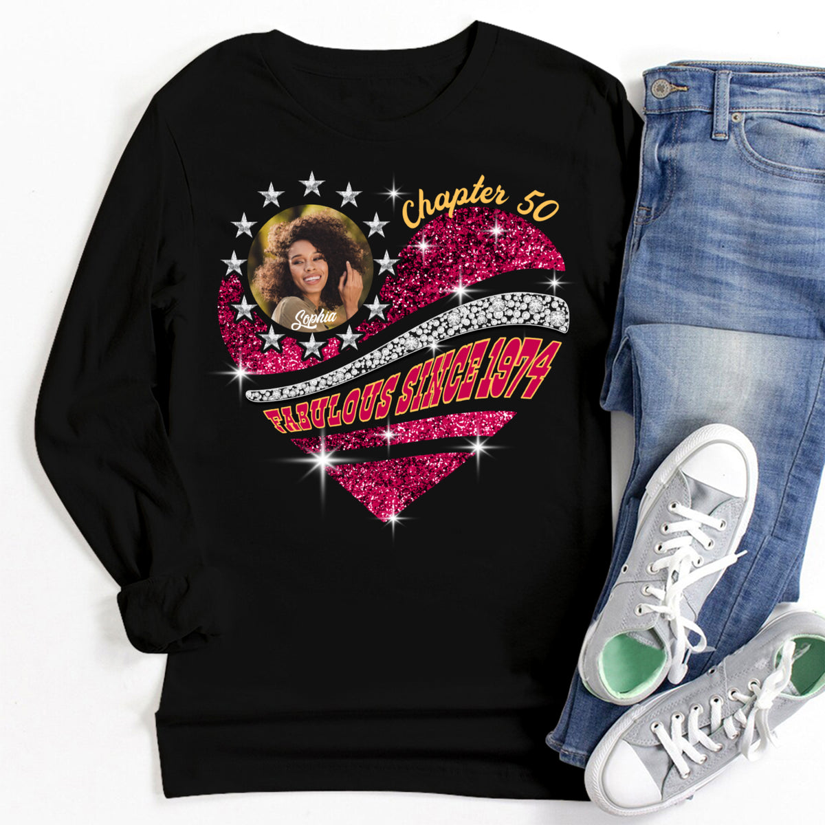 Custom Face Photo 50&#39;s Birthday Shirt, 50th Birthday Unique T Shirt For Woman, Custom Birthday Shirt, Her Gifts For 50 Years Old, Custom Picture Tee, Personalized Birthday Shirt-YPT-TLT