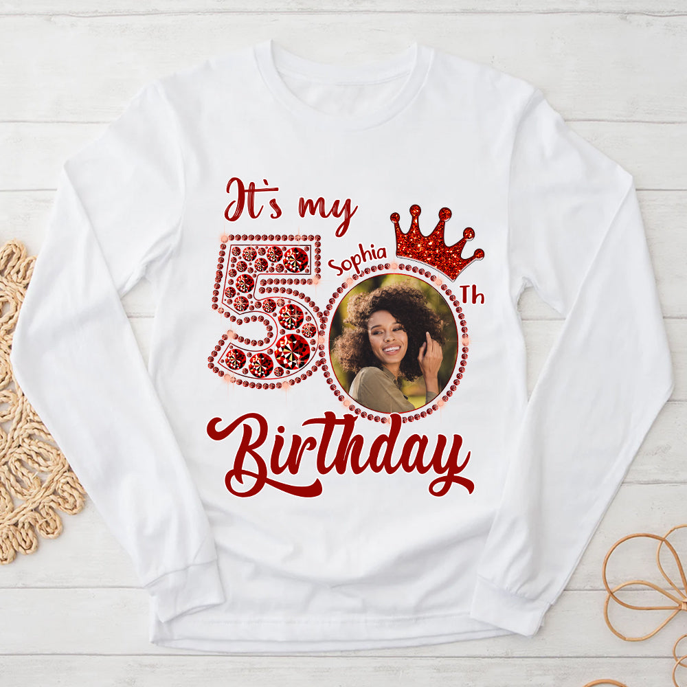 Custom Face Photo 50&#39;s Birthday Shirt, 50th Birthday Unique T Shirt For Woman, Custom Birthday Shirt, Her Gifts For 50 Years Old, Custom Picture Tee, Personalized Birthday Shirt-YPT-HCT