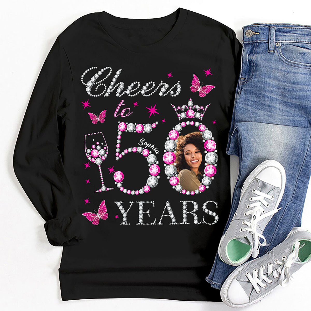 Custom Face Photo 50&#39;s Birthday Shirt, 50th Birthday Unique T Shirt For Woman, Custom Birthday Shirt, Her Gifts For 50 Years Old, Custom Picture Tee, Personalized Birthday Shirt-YPT-HMT