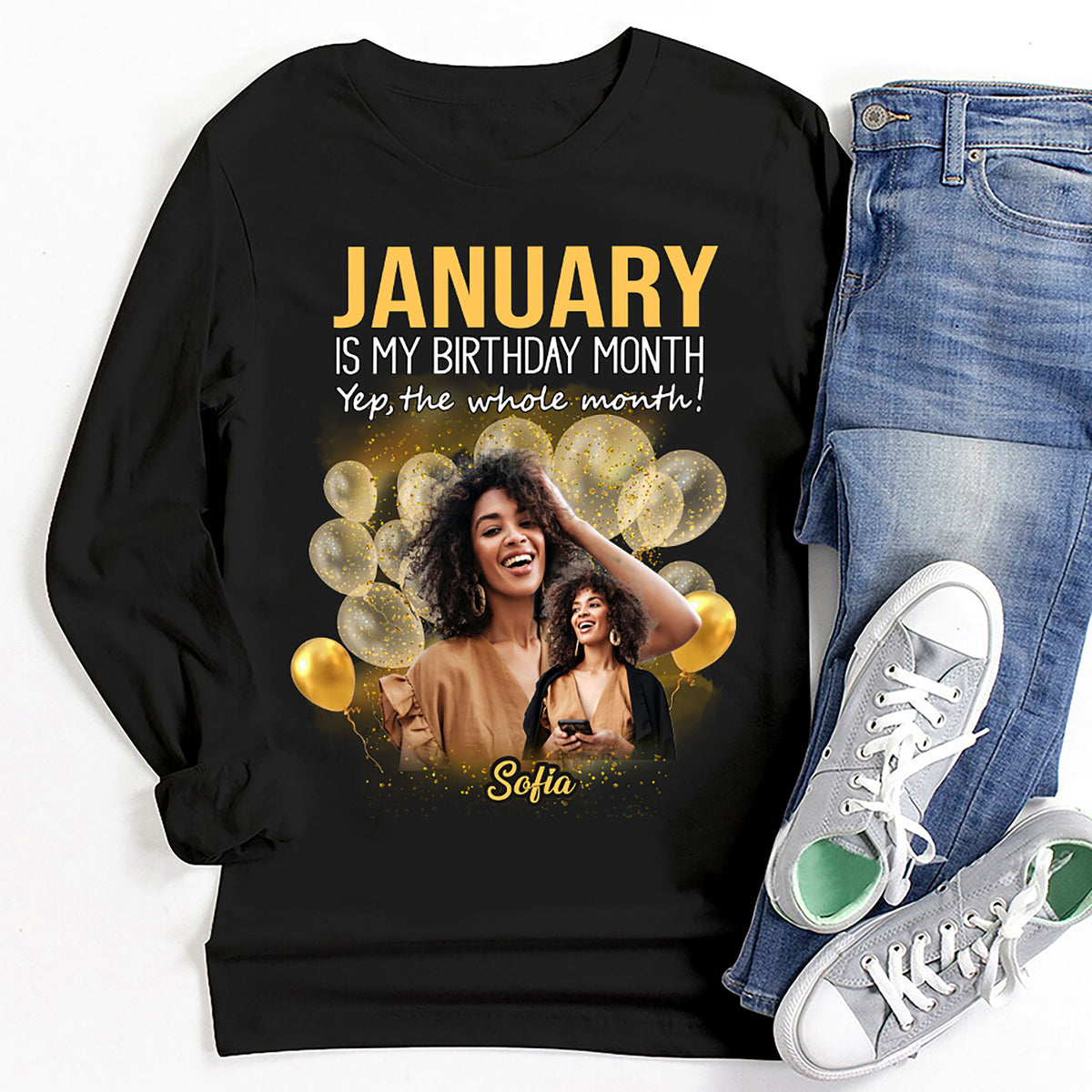 Custom January Birthday Shirt For Woman, Queens Are Born In January Gifts, Melanin Afro Woman Shirt, Black Girl Tee, Afro Queen Gift-YPT-HMT