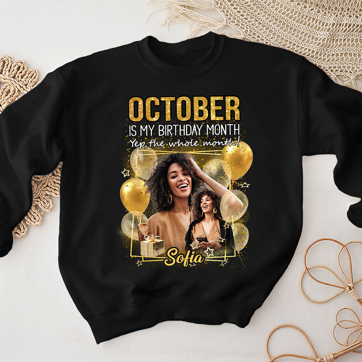 Custom Face Photo October Birthday Shirt, Custom Birthday Shirt, Queens are Born In October, October Birthday Shirts For Woman, October Birthday Gifts-YPT-HMT