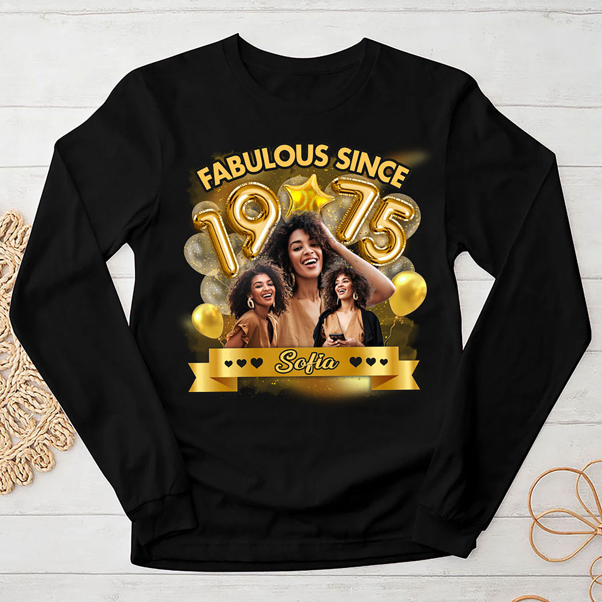 Custom Face Photo 50&#39;s Birthday Shirt, 1975 Shirt, 50th Birthday Unique T Shirt For Woman, Custom Birthday Shirt, Her Gifts For 50 Years Old, Custom Picture Tee, Personalized Birthday Shirt-YPT-HMT