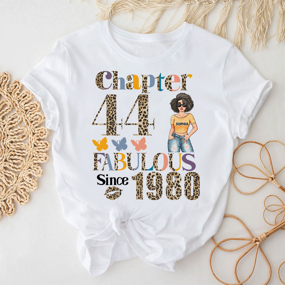 Chapter 44, Fabulous Since 1980 44th Birthday Unique T Shirt For Woman, Custom Birthday Shirt, Her Gifts For 44 Years Old , Turning 44 Birthday Cotton Shirt - YPT-HCT