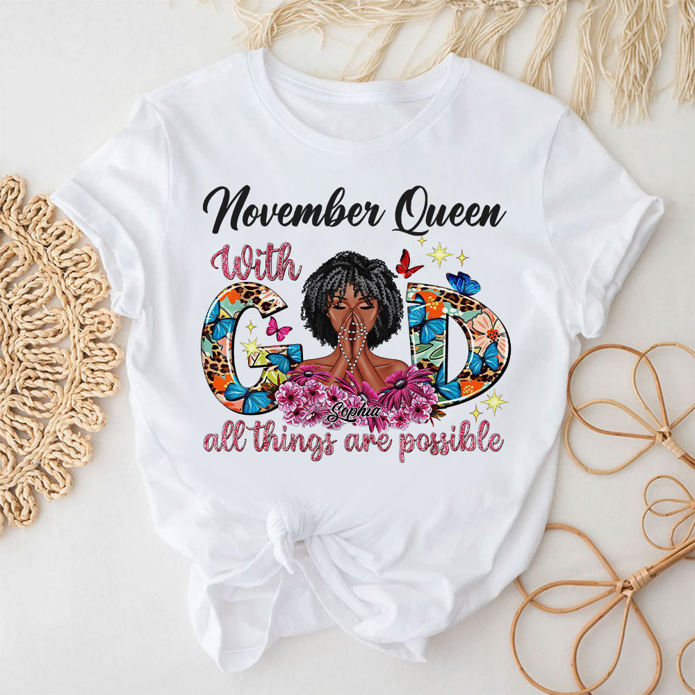Personalized November T Shirt, I&#39;m living my best life, I ain&#39;t goin&#39; back and forth with you, Her Birthday Gifts For November, Afro Girls Shirt For Black Woman-YPT-ALK