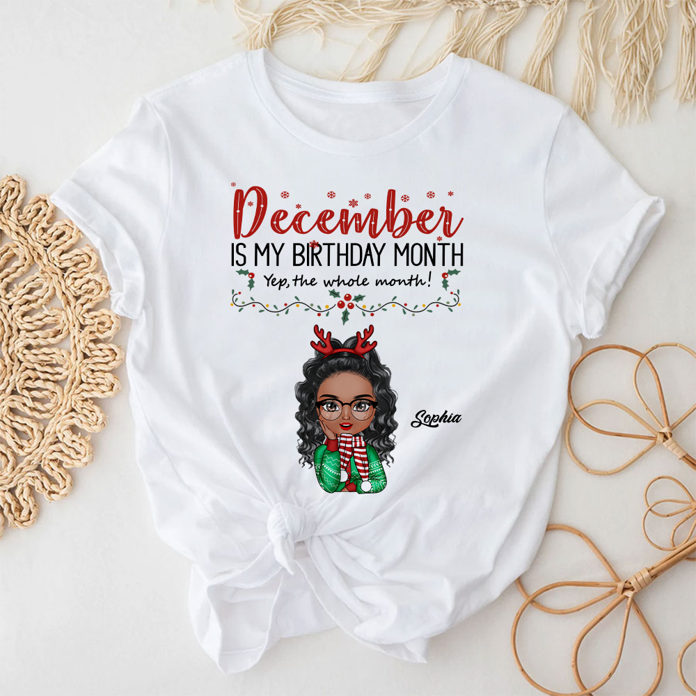 December Birthday Shirt, Custom Birthday Shirt, Queens Born In December, December Birthday Gifts For Afro Woman, December Birthday Gifts