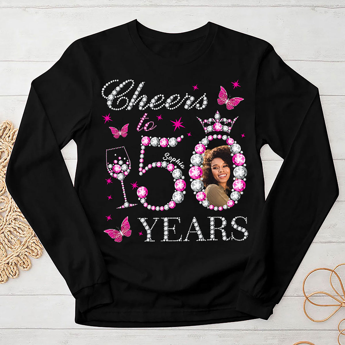 Custom Face Photo 50&#39;s Birthday Shirt, 50th Birthday Unique T Shirt For Woman, Custom Birthday Shirt, Her Gifts For 50 Years Old, Custom Picture Tee, Personalized Birthday Shirt-YPT-HMT