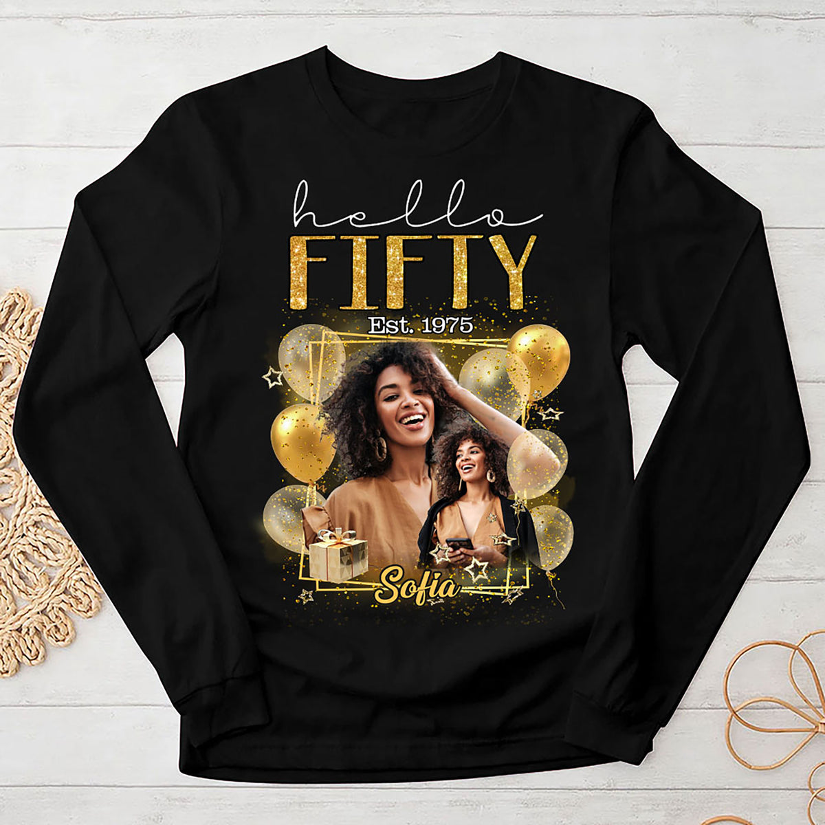 Custom Face Photo 50&#39;s Birthday Shirt, 50th Birthday Unique T Shirt For Woman, Custom Birthday Shirt, Her Gifts For 50 Years Old, Custom Picture Tee, Personalized Birthday Shirt-YPT-HMT