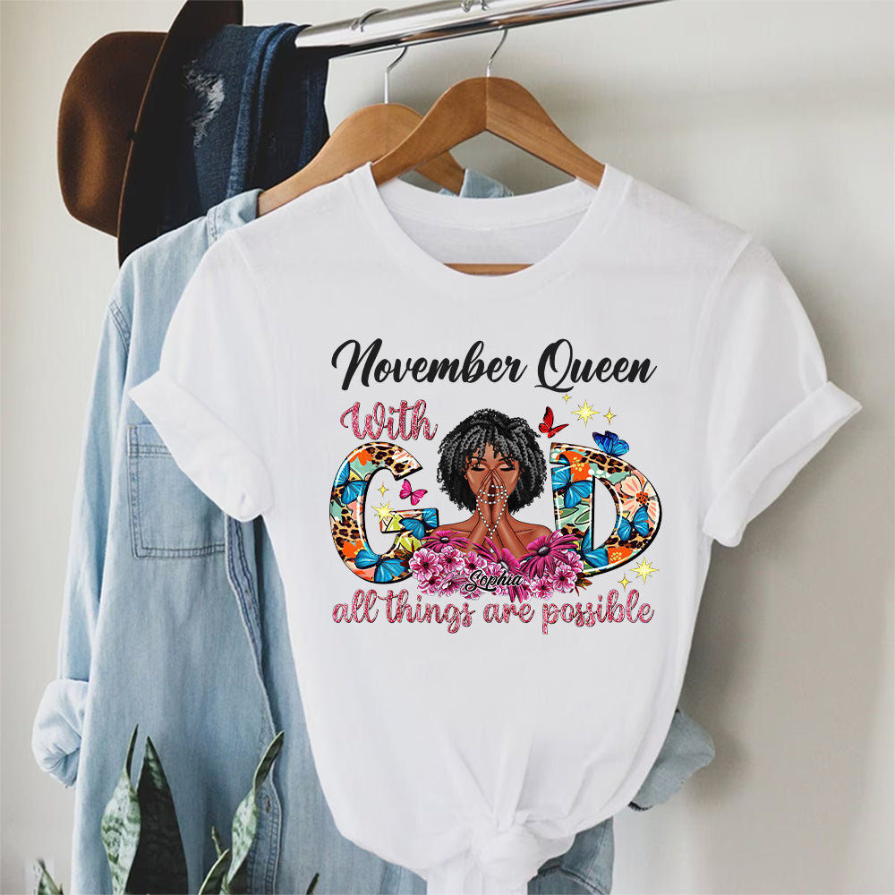 Personalized November T Shirt, I&#39;m living my best life, I ain&#39;t goin&#39; back and forth with you, Her Birthday Gifts For November, Afro Girls Shirt For Black Woman-YPT-ALK