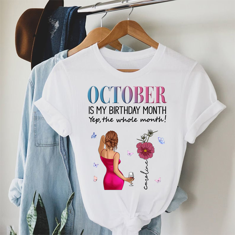 Personalized October Birthday Shirt, Custom Birthday Shirt, Queens are Born In October, October Birthday Shirts For Woman, October Birthday Gifts-YPT-TLQ