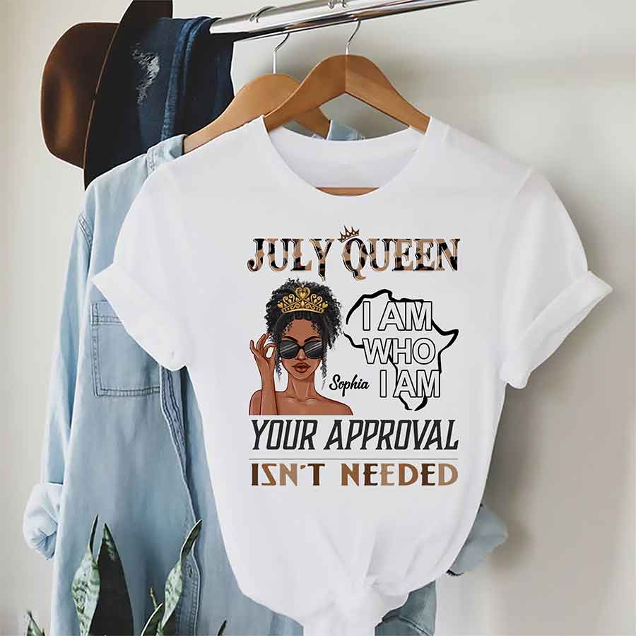 Custom July Birthday Shirt For Woman, Queens Are Born In July Gifts, Melanin Afro Woman Shirt, Black Girl Tee, Afro Queen Gift-YPT-ALK