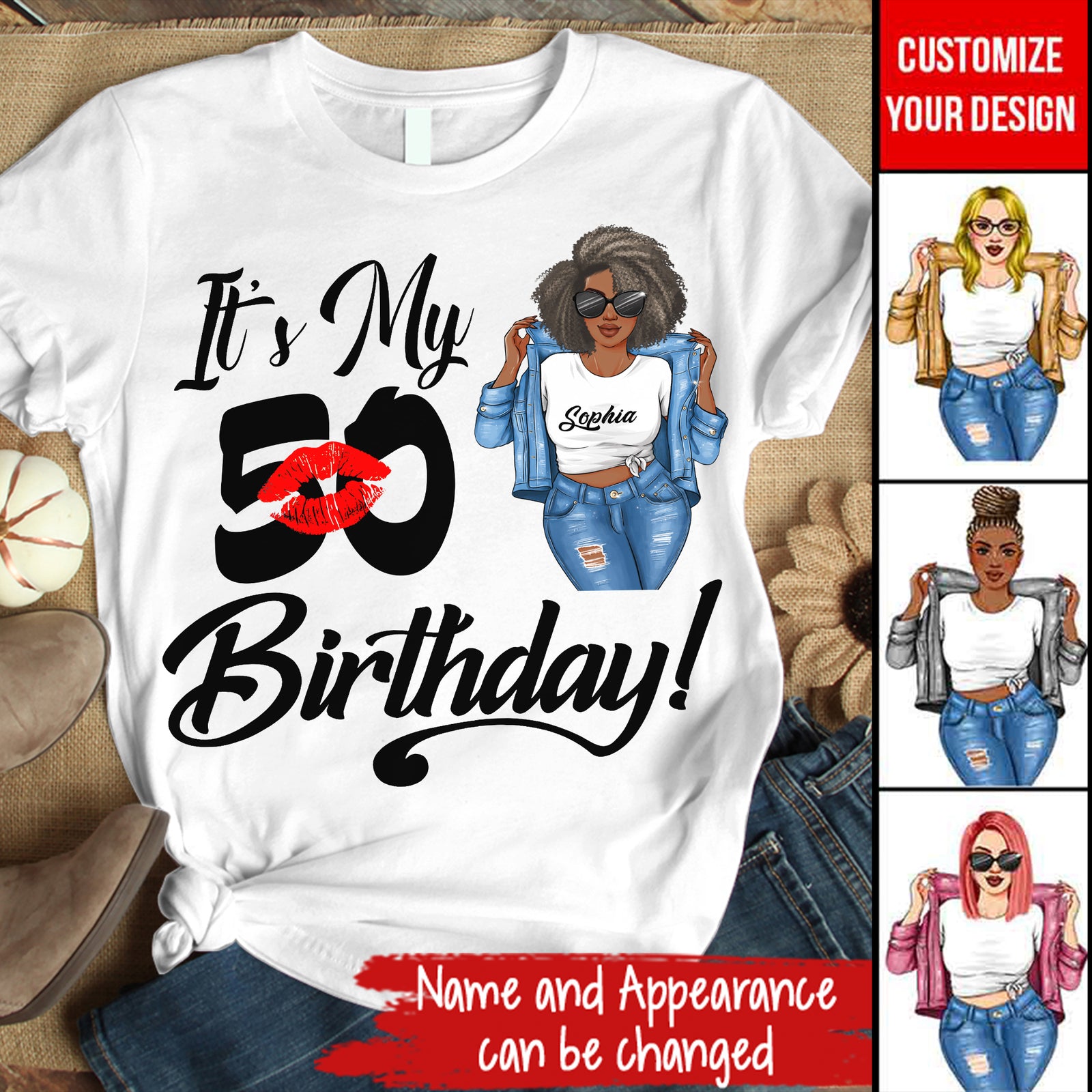 50th Birthday Unique T Shirt For Woman, Custom Birthday Shirt, Her Gifts For 50 Years Old, Custom Picture Tee, Personalized Birthday Shirt-YPT-HMT