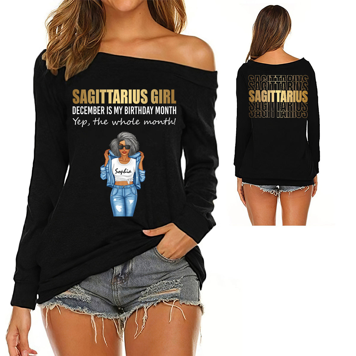 Women&#39;s Off-Shoulder Sweatshirt - Personalized Gift For Sagittarius Girls - TLQ