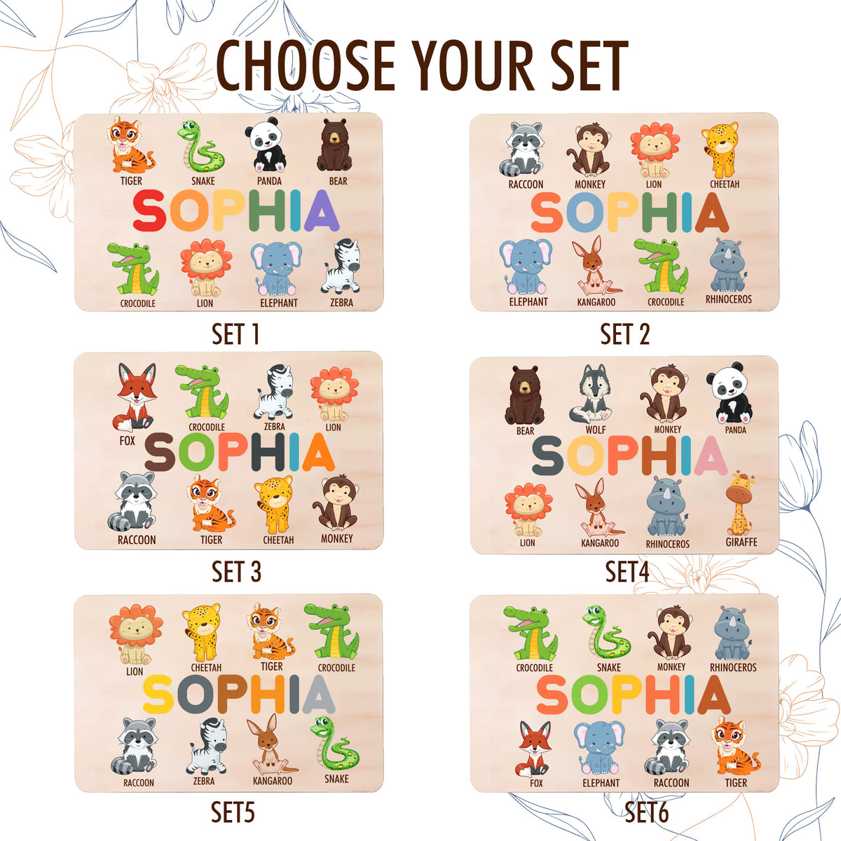 Personalized BusyBoard with Jungle Animals, Custom Sensory Board for kids, Safari Nursery toys for kids, Montessori Board, Wooden Puzzle Board