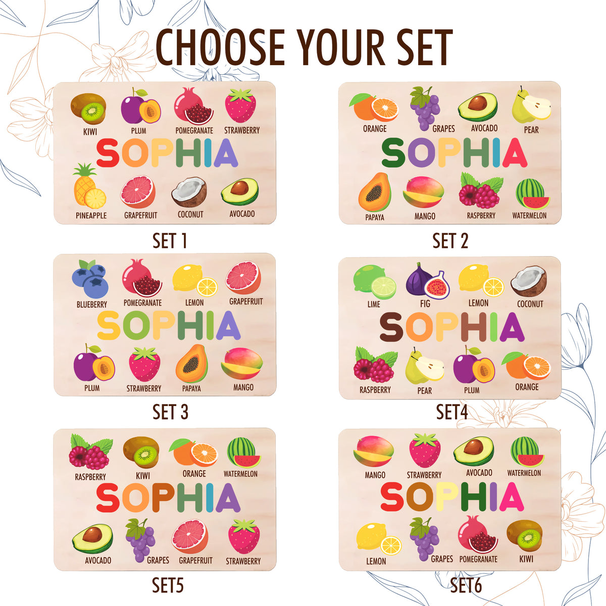 Personalized BusyBoard for toddler, Custom Sensory Board for kids, Custom Fruits toys for kids, Montessori Board, Wooden Puzzle Board