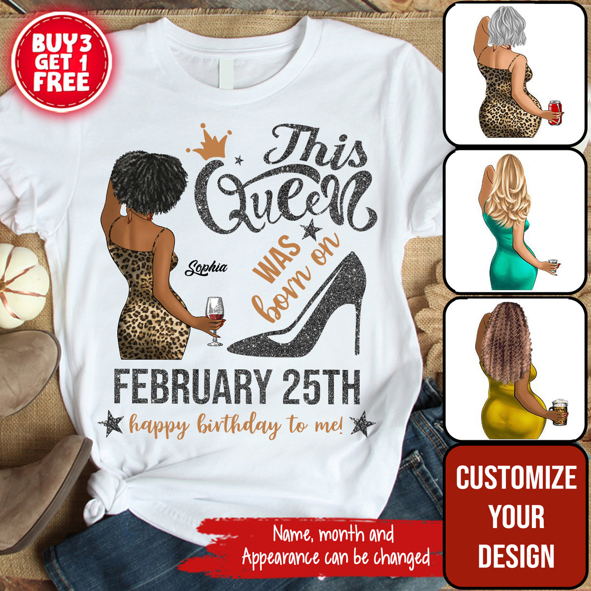 Custom February Birthday Shirt For Woman, Queens Are Born In February Gifts, Melanin Afro Woman Shirt, Black Girl Tee, Afro Queen Gift-YPT-ALK