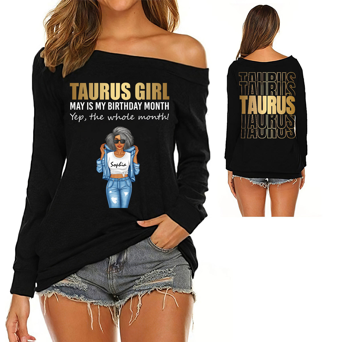 Women&#39;s Off-Shoulder Sweatshirt - Personalized Gift For Taurus Girls - TLQ