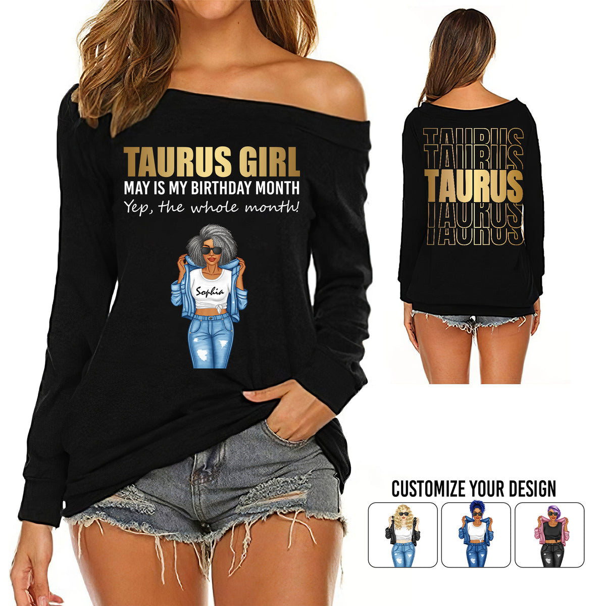 Women&#39;s Off-Shoulder Sweatshirt - Personalized Gift For Taurus Girls - TLQ