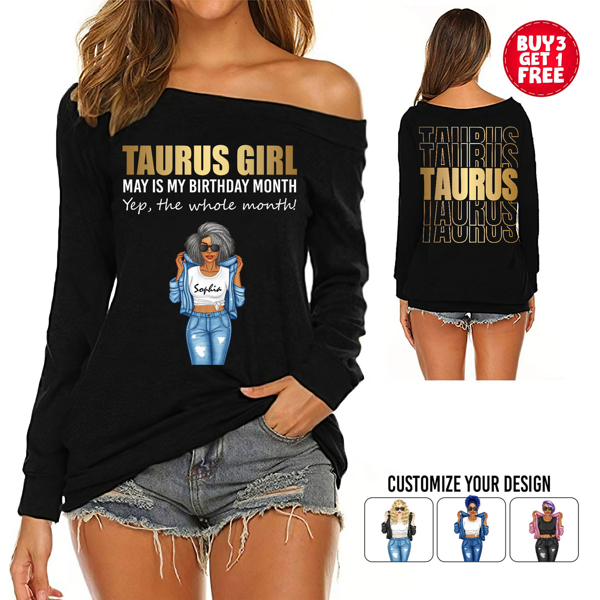Women&#39;s Off-Shoulder Sweatshirt - Personalized Gift For Taurus Girls - TLQ