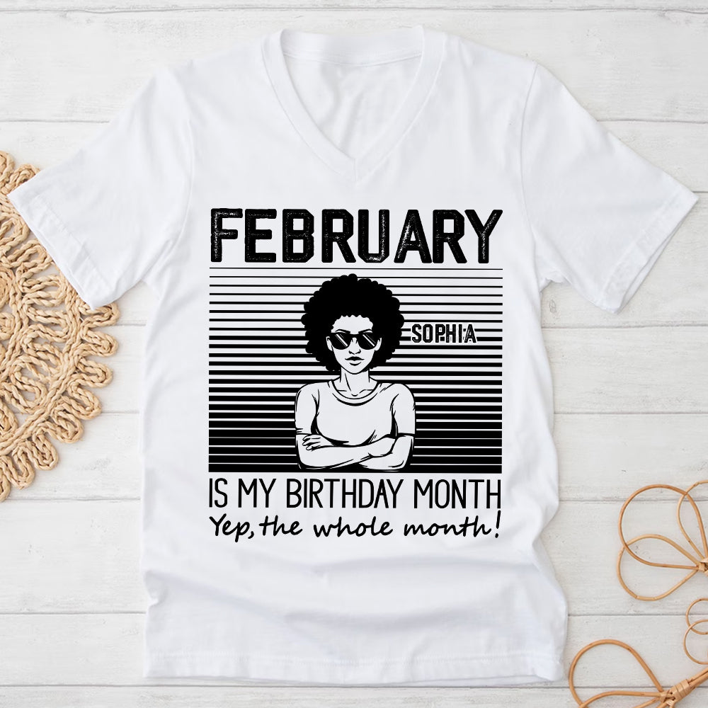 Custom February Birthday Shirt For Woman, Queens Are Born In February Gifts, Melanin Afro Woman Shirt, Black Girl Tee, Afro Queen Gift