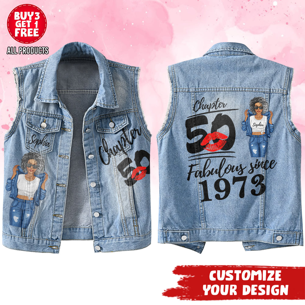 Premium log denim vest - Personalised 50th Birthday Gifts, Gift Ideas 50th Birthday Woman
