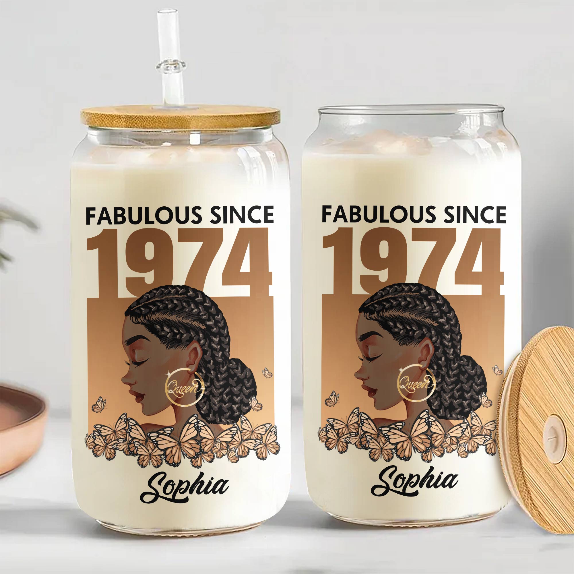 Personalized Clear Glass Can, Gift Ideas 50th Birthday Woman - HCT