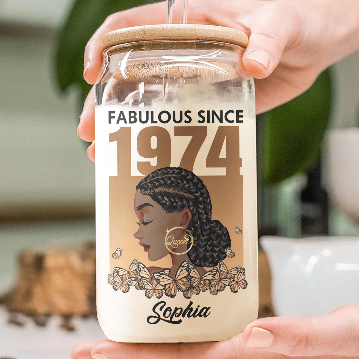 Personalized Clear Glass Can, Gift Ideas 50th Birthday Woman - HCT