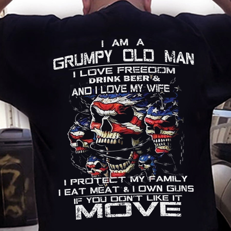 Im A Grumpy Old Man, king Shirts, Grumpy Old Man Shirt, Skull Lover Grumpy Old Man T Shirt, Cotton Shirt For Men