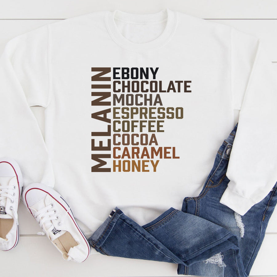 Melanin ebony chocolate mocha espresso coffee cocoa caramel honey Melanin t shirt, Black Girl Magic, Black Mixed With cotton shirt for women